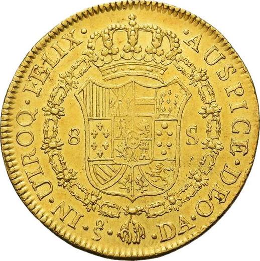 Reverso 8 escudos 1792 So DA - valor de la moneda de oro - Chile, Carlos IV