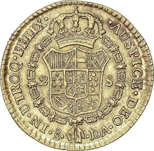 Reverso 2 escudos 1797 So DA - valor de la moneda de oro - Chile, Carlos IV