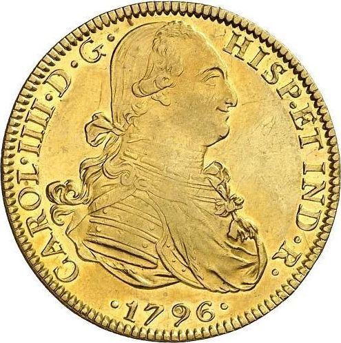 Anverso 8 escudos 1796 Mo FM - valor de la moneda de oro - México, Carlos IV