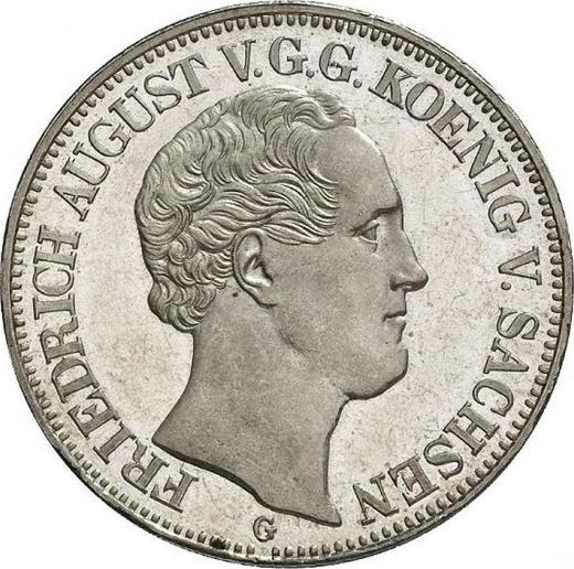 Аверс монеты - Талер 1839 года G "Посещение Дрезденского монетного двора" - цена серебряной монеты - Саксония-Альбертина, Фридрих Август II