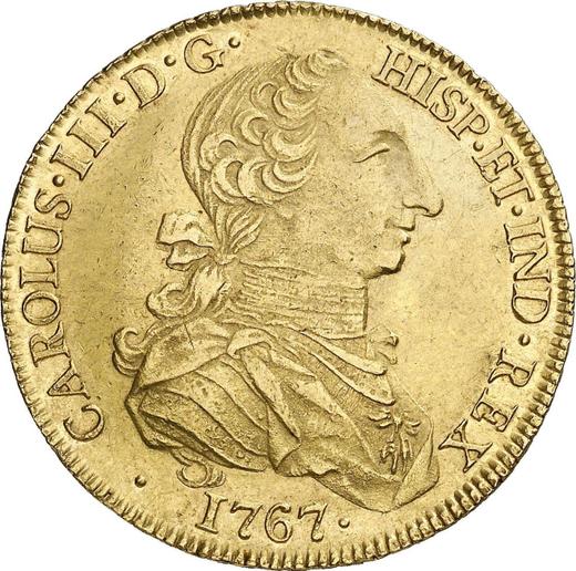 Anverso 8 escudos 1767 Mo MF - valor de la moneda de oro - México, Carlos III