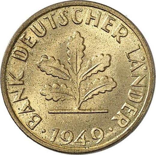 Rewers monety - 1 fenig 1949 F "Bank deutscher Länder" Mosiężne poszycie - cena  monety - Niemcy, RFN
