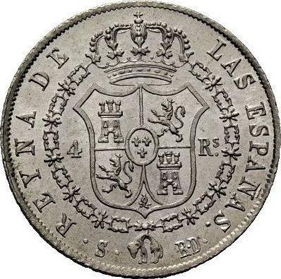 Reverso 4 reales 1842 S RD - valor de la moneda de plata - España, Isabel II