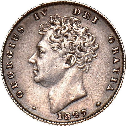 Аверс монеты - 6 пенсов 1827 года - цена серебряной монеты - Великобритания, Георг IV