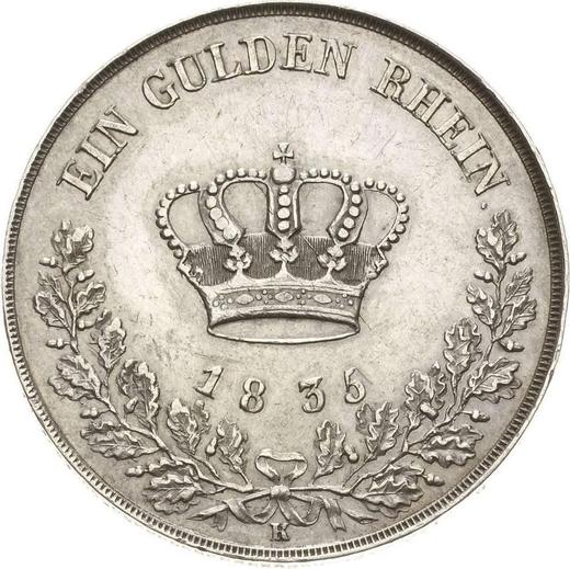Реверс монеты - 1 гульден 1835 года K - цена серебряной монеты - Саксен-Мейнинген, Бернгард II