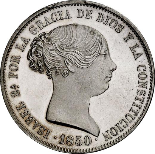 Anverso 20 reales 1850 M DG - valor de la moneda de plata - España, Isabel II