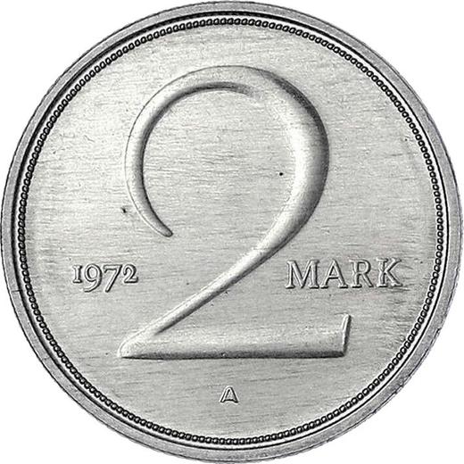 Anverso Pruebas 2 marcos 1972 A - valor de la moneda  - Alemania, República Democrática Alemana (RDA)