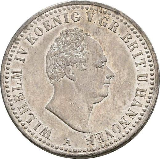 Аверс монеты - Талер 1837 года A - цена серебряной монеты - Ганновер, Вильгельм IV