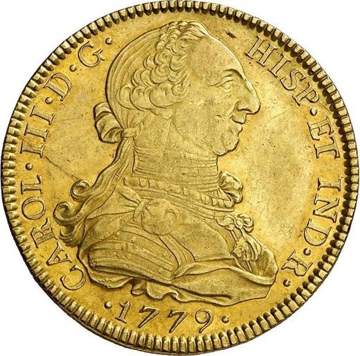 Аверс монеты - 8 эскудо 1779 года Mo FF - цена золотой монеты - Мексика, Карл III