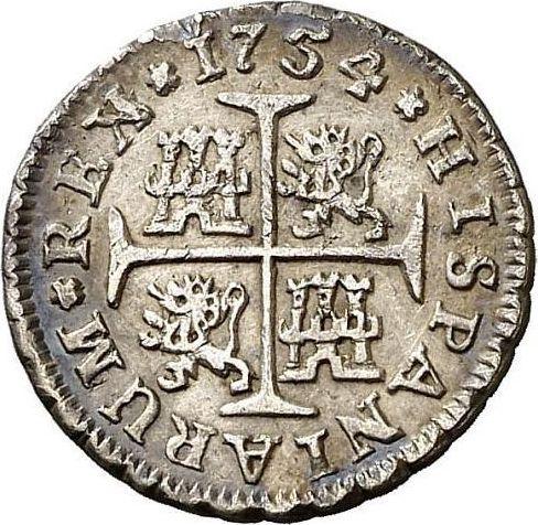 Реверс монеты - 1/2 реала 1754 года S PJ - цена серебряной монеты - Испания, Фердинанд VI