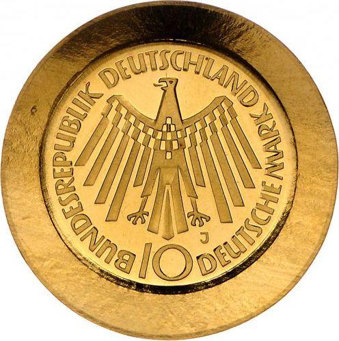 Реверс монеты - 10 марок 1972 года J "XX летние Олимпийские игры" Золото - цена золотой монеты - Германия, ФРГ