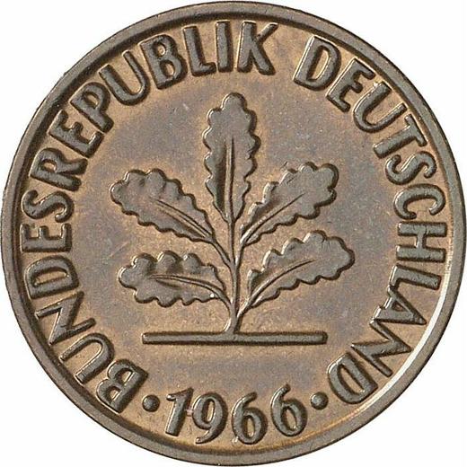 Реверс монеты - 2 пфеннига 1966 года D - цена  монеты - Германия, ФРГ