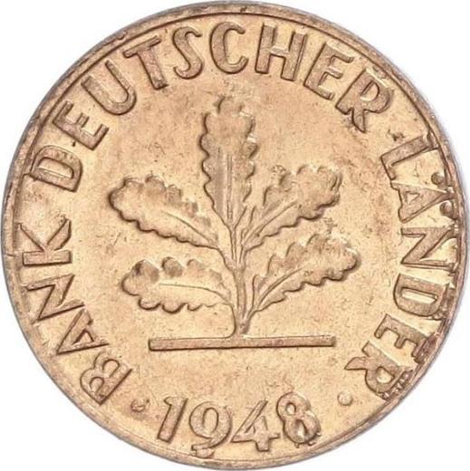Реверс монеты - 1 пфенниг 1948 года J "Bank deutscher Länder" - цена  монеты - Германия, ФРГ