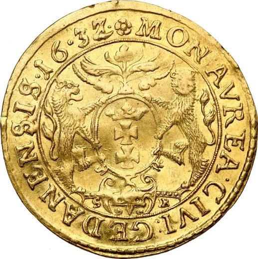 Реверс монеты - Дукат 1632 года SB "Гданьск" - цена золотой монеты - Польша, Сигизмунд III Ваза