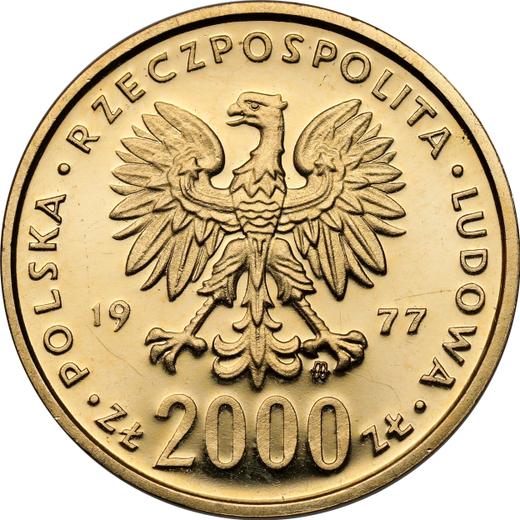 Аверс монеты - 2000 злотых 1977 года MW "Фридерик Шопен" Золото - цена золотой монеты - Польша, Народная Республика