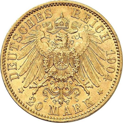 Реверс монеты - 20 марок 1904 года A "Ангальт" - цена золотой монеты - Германия, Германская Империя