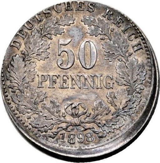 Аверс монеты - 50 пфеннигов 1896-1903 года "Тип 1896-1903" Смещение штемпеля - цена серебряной монеты - Германия, Германская Империя