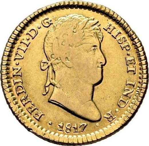 Аверс монеты - 2 эскудо 1817 года JP - цена золотой монеты - Перу, Фердинанд VII
