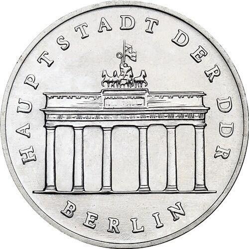 Anverso 5 marcos 1987 A "La Puerta de Brandeburgo" - valor de la moneda  - Alemania, República Democrática Alemana (RDA)