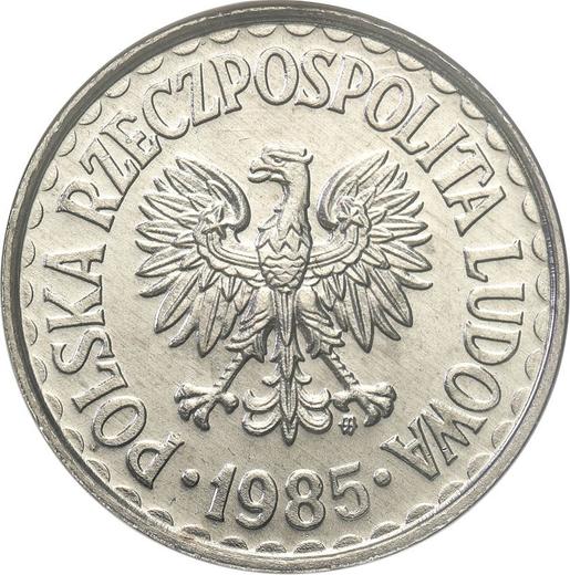 Аверс монеты - 1 злотый 1985 года MW - цена  монеты - Польша, Народная Республика