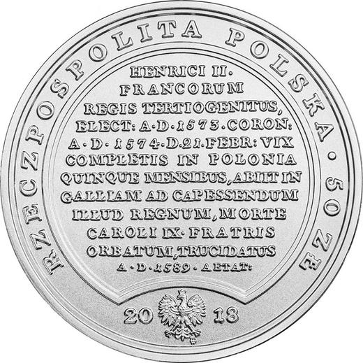Аверс монеты - 50 злотых 2018 года "Генрих III Валуа" - цена серебряной монеты - Польша, III Республика после деноминации