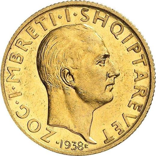 Anverso Pruebas 20 franga ari 1938 R "Boda" Inscripción PROVA - valor de la moneda de oro - Albania, Zog I