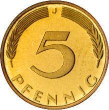 Аверс монеты - 5 пфеннигов 1974 года J - цена  монеты - Германия, ФРГ
