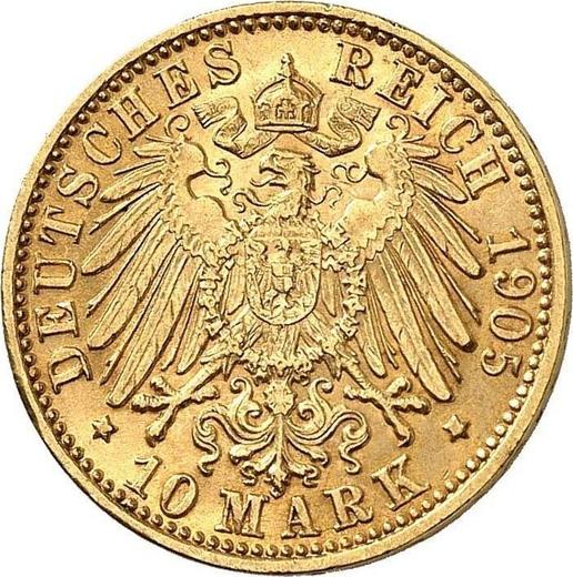 Reverso 10 marcos 1905 G "Baden" - valor de la moneda de oro - Alemania, Imperio alemán
