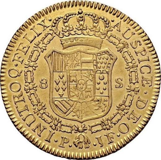 Revers 8 Escudos 1816 P JF - Goldmünze Wert - Kolumbien, Ferdinand VII
