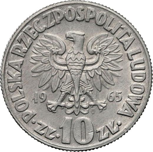 Аверс монеты - Пробные 10 злотых 1965 года MW JG "Николай Коперник" Алюминий - цена  монеты - Польша, Народная Республика
