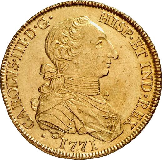 Anverso 8 escudos 1771 Mo MF - valor de la moneda de oro - México, Carlos III