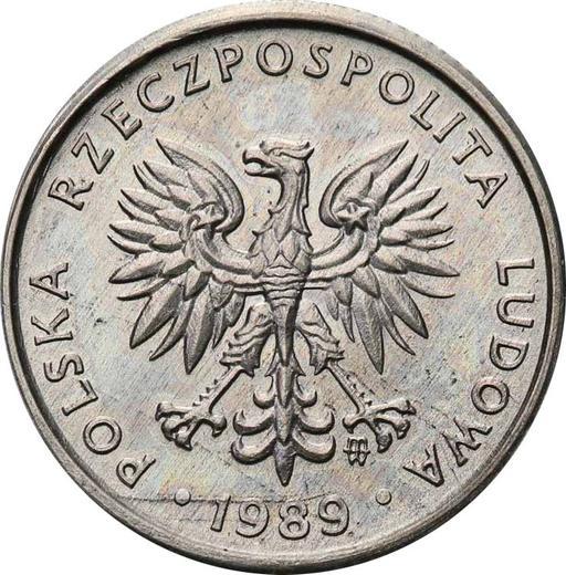 Аверс монеты - Пробный 1 злотый 1989 года MW Алюминий - цена  монеты - Польша, Народная Республика