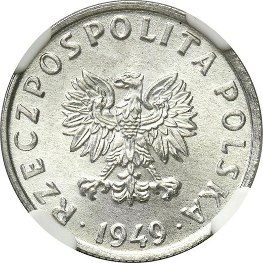 Аверс монеты - 5 грошей 1949 года Алюминий - цена  монеты - Польша, Народная Республика
