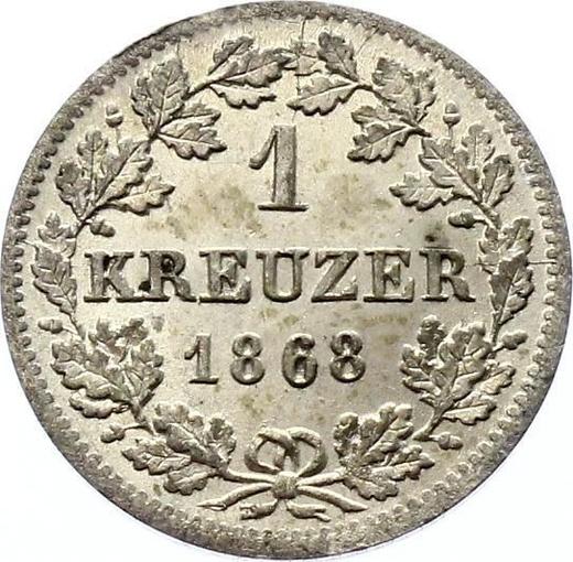 Rewers monety - 1 krajcar 1868 - cena srebrnej monety - Bawaria, Ludwik II