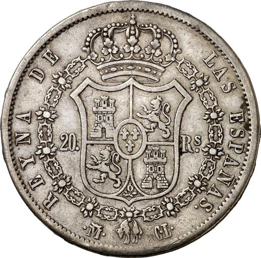 Reverso 20 reales 1840 M CL - valor de la moneda de plata - España, Isabel II