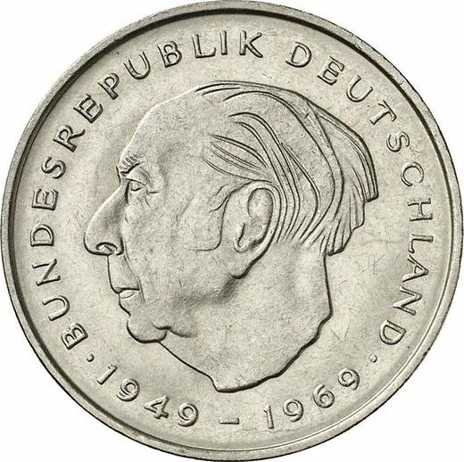 Аверс монеты - 2 марки 1973 года F "Теодор Хойс" - цена  монеты - Германия, ФРГ