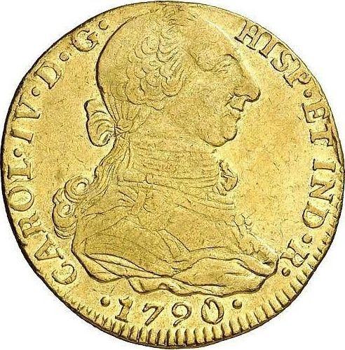 Аверс монеты - 4 эскудо 1790 года NR JJ - цена золотой монеты - Колумбия, Карл IV