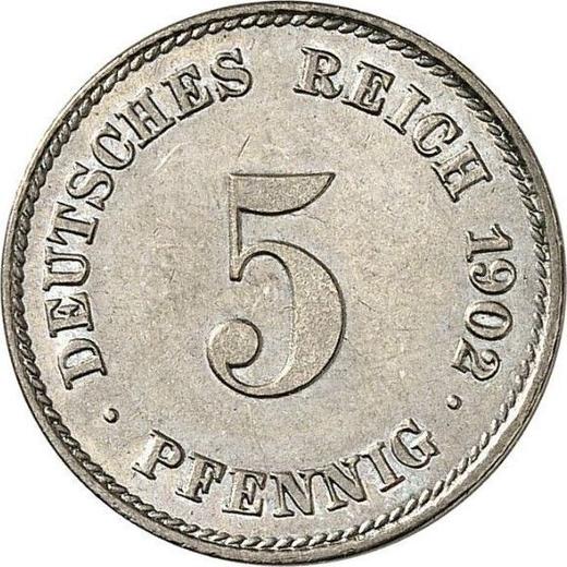 Anverso 5 Pfennige 1902 J "Tipo 1890-1915" - valor de la moneda  - Alemania, Imperio alemán