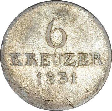 Rewers monety - 6 krajcarów 1831 - cena srebrnej monety - Hesja-Kassel, Wilhelm II