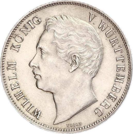 Аверс монеты - 1 гульден 1856 года - цена серебряной монеты - Вюртемберг, Вильгельм I