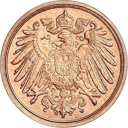 Реверс монеты - 1 пфенниг 1907 года D "Тип 1890-1916" - цена  монеты - Германия, Германская Империя