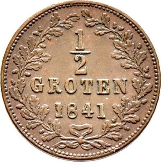Реверс монеты - 1/2 гротена 1841 года - цена  монеты - Бремен, Вольный ганзейский город
