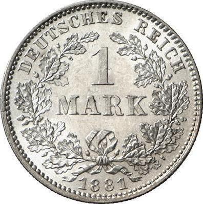 Аверс монеты - 1 марка 1881 года J "Тип 1873-1887" - цена серебряной монеты - Германия, Германская Империя