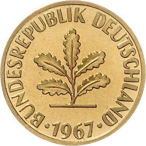 Реверс монеты - 10 пфеннигов 1967 года J - цена  монеты - Германия, ФРГ