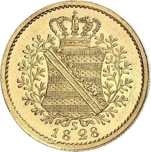 Реверс монеты - Дукат 1828 года S - цена золотой монеты - Саксония-Альбертина, Антон