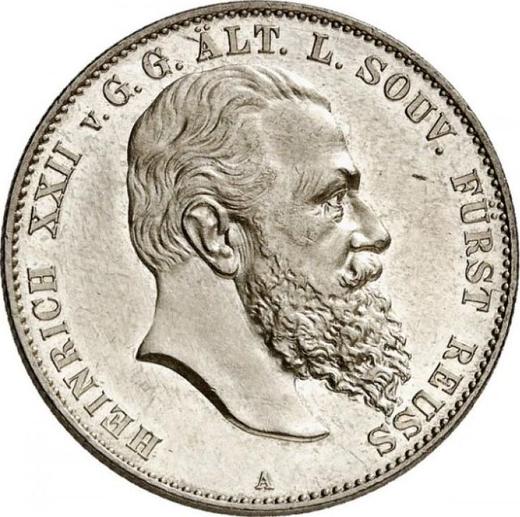 Аверс монеты - 2 марки 1899 года A "Рейсс-Грейц" - цена серебряной монеты - Германия, Германская Империя