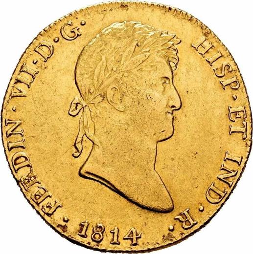 Awers monety - 8 escudo 1814 JP - cena złotej monety - Peru, Ferdynand VII