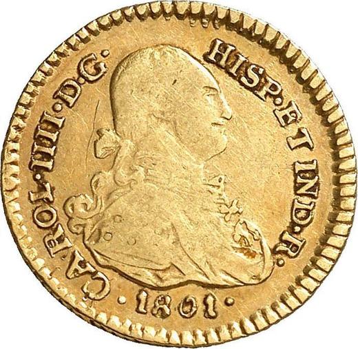Avers 1 Escudo 1801 P JF - Goldmünze Wert - Kolumbien, Karl IV