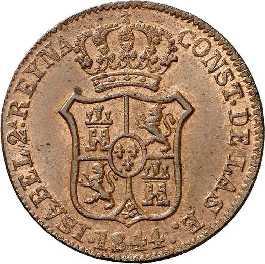 Anverso 3 cuartos 1844 "Cataluña" - valor de la moneda  - España, Isabel II