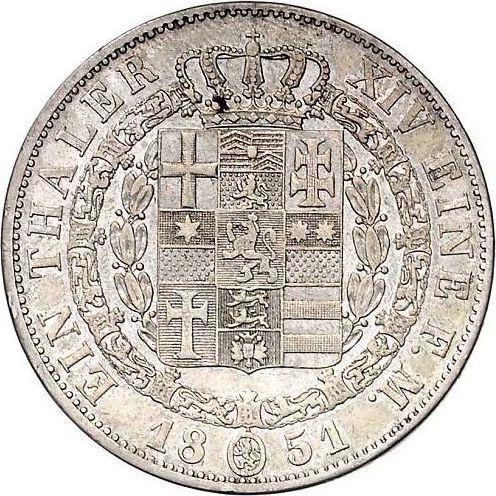 Rewers monety - Talar 1851 - cena srebrnej monety - Hesja-Kassel, Fryderyk Wilhelm I